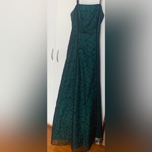 Size 7/8 prom/formal dress olive green with black lace on top